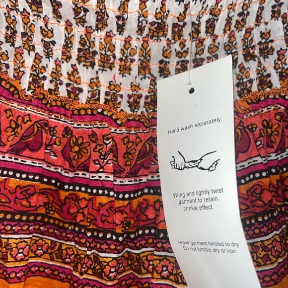 Boutique NWT chaudry KC mini skirt with gorgeous boho pattern smock waist Size M - Picture 5 of 5